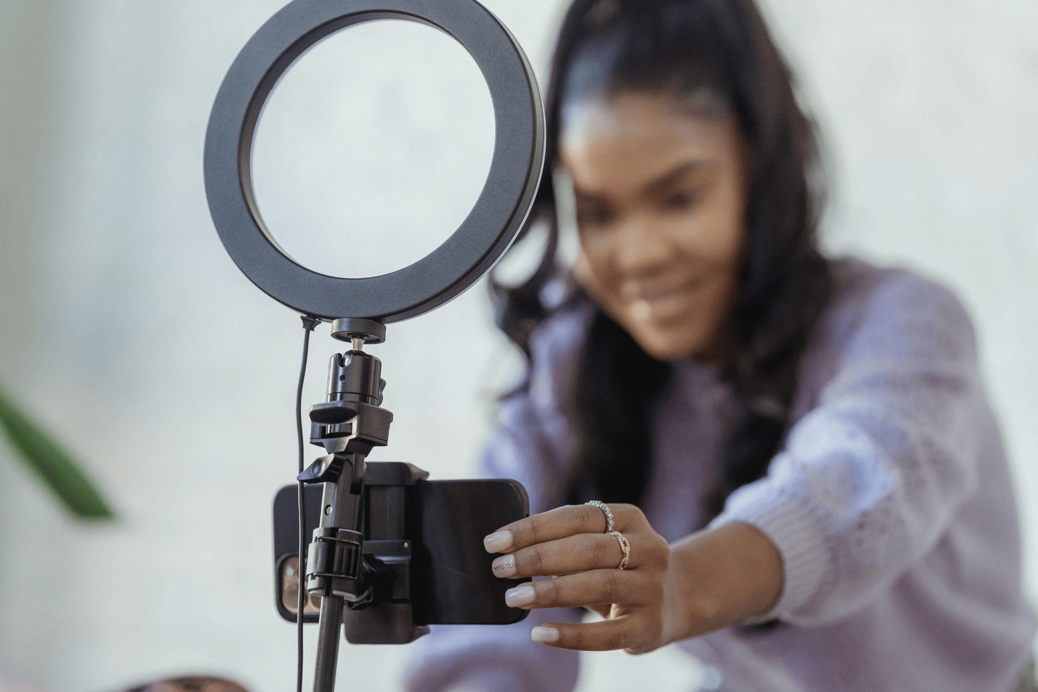 A micro-influencer setting up to implement a digital marketing strategy.