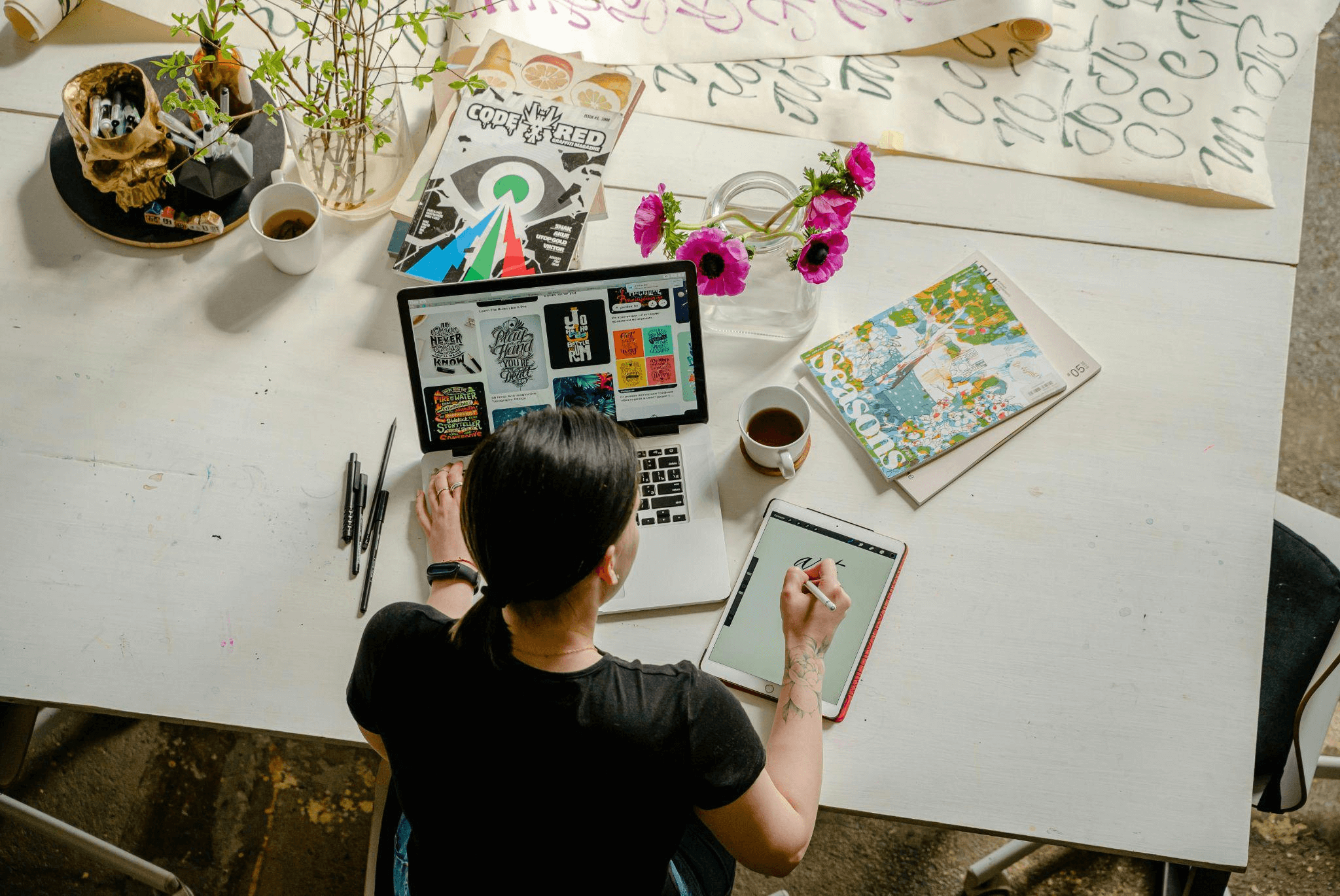 A blogger conducting research