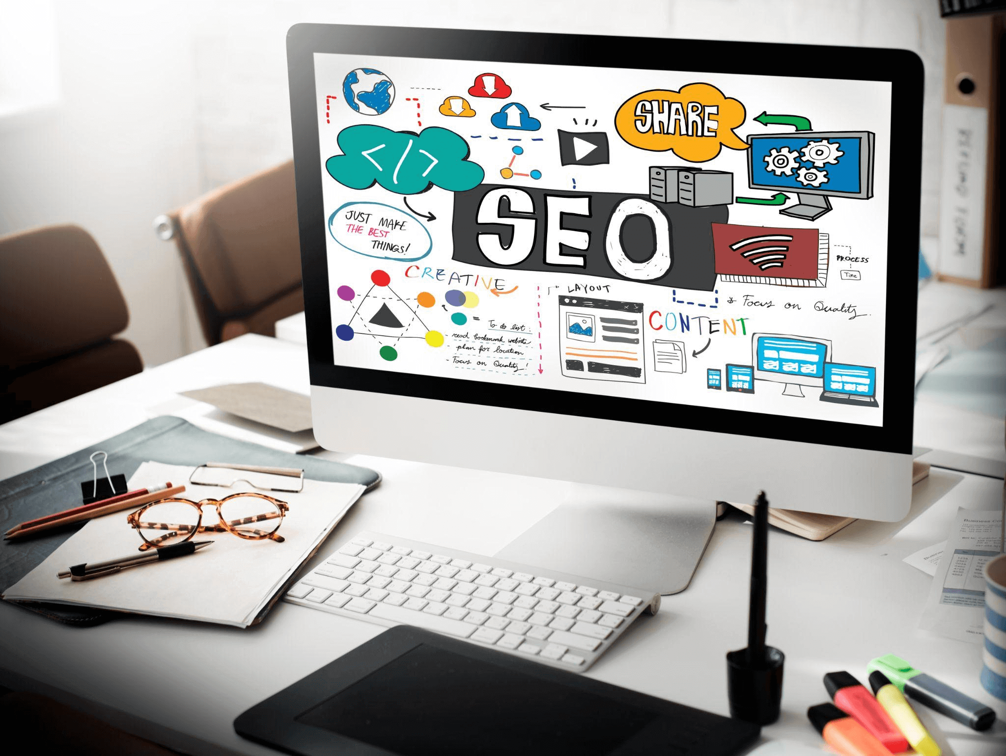 A digital representation of SEO trends 2025, showcasing futuristic graphics and search engine optimization concepts.