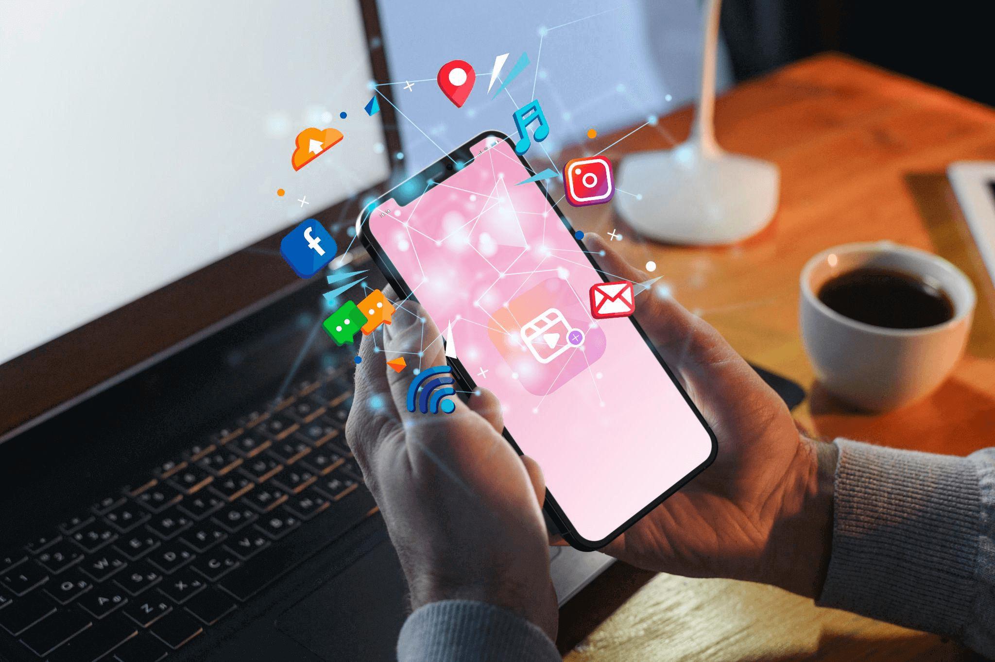 A smartphone displaying social media icons, symbolizing HVAC marketing strategies that enhance digital presence and attract customers.