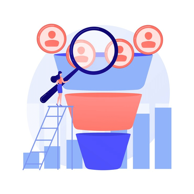 Abstract illustration of a marketing funnel concept used in organic lead generation to convert website visitors into customers.