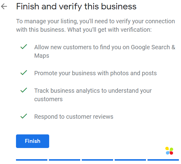Finish and verify this business